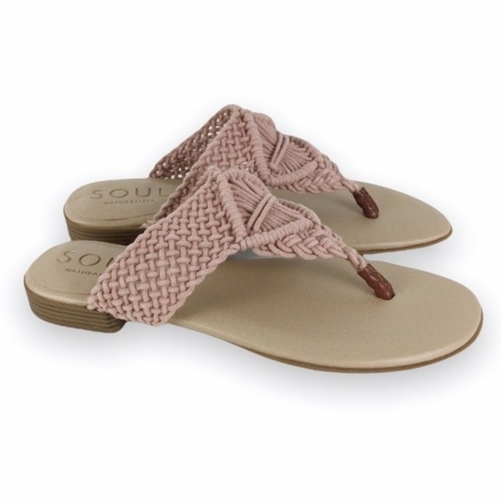 Soul Naturalizer Size 6.5 Dusty Pink Mauve Macrame Woven Summer‎ Sandals Slides